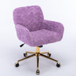 A&A Furniture Office Chair,Artificial Rabbit Hair Home Office Chair With Golden Metal Base,Adjustable Desk Chair Swivel Office Chair,Vanity Chair Violet