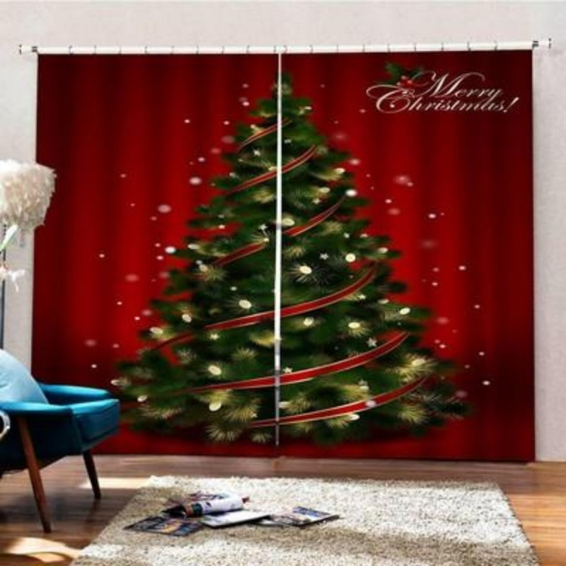 Christmas Pattern Home Decoration Living Room Bedroom Window Curtains