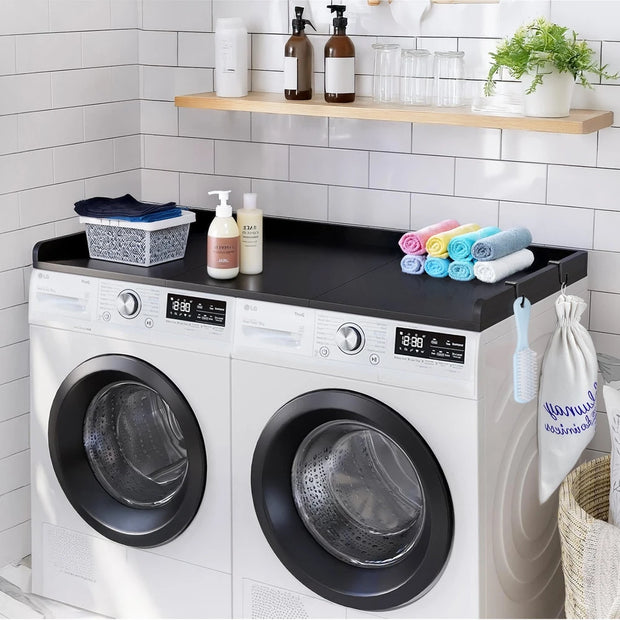 Washer Dryer Countertop, 27.5 Depth X 54 Width, Washer Dryer Wood Top For Laundry Room Organization With Edge Rails