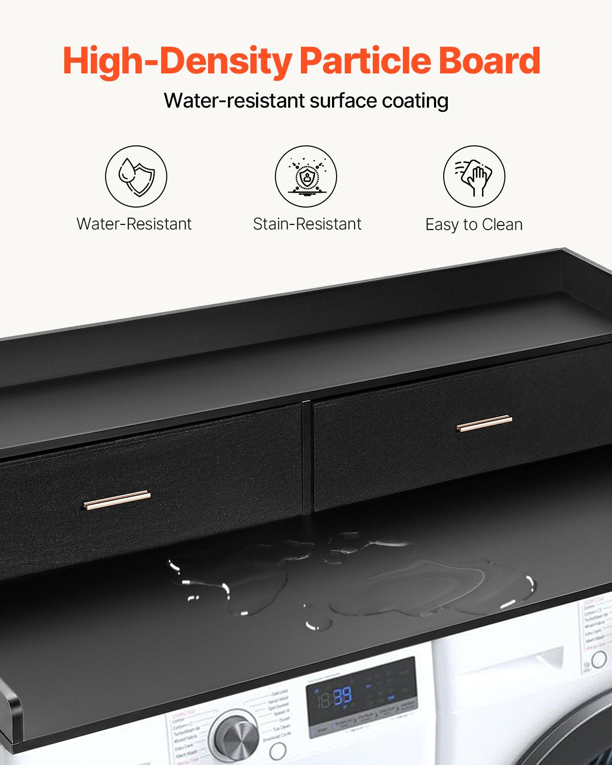 Washer Dryer Countertop, 27.5 Depth X 54 Width, Washer Dryer Wood Top For Laundry Room Organization With 2 Drawers Shelf