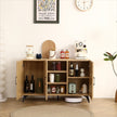 Natural Rattan Mesh Three-door Cabinet - Large Storage Space, Kitchen Storage Cabinets