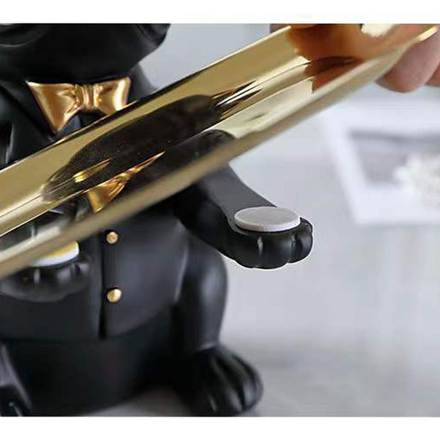 French Bulldog Statue Home Decoration, Cute Dog Statue With Tray, French Bulldog Accessory Gift, Black Or Brown Sculpture Home Decor Tray Black