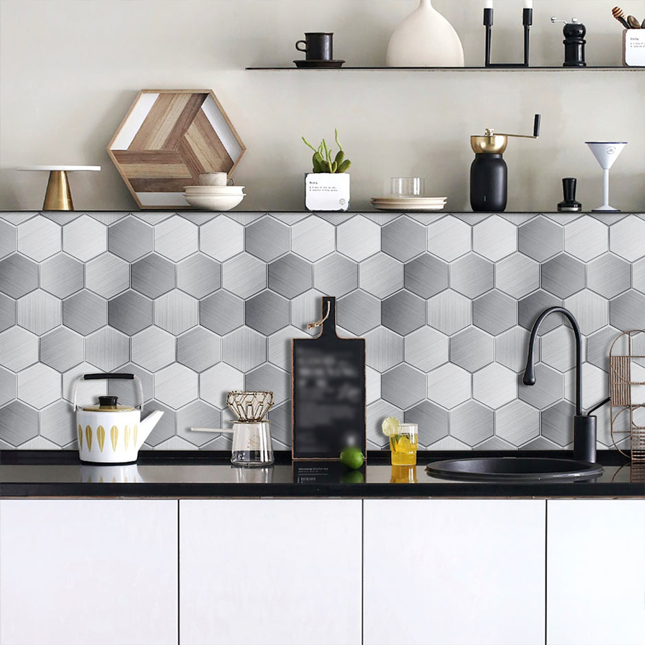 Hexagon Stick Kitchen Backsplash Tiles, Mosaic Tile Stickers Pvc Peel And Stick Backsplash Self Adhesive Decor For Kitchen Backsplash