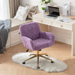 A&A Furniture Office Chair,Artificial Rabbit Hair Home Office Chair With Golden Metal Base,Adjustable Desk Chair Swivel Office Chair,Vanity Chair Violet
