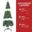 Unlit Artificial Christmas Tree, Green Xmas Tree And Folding Metal Stand For Indoor Holiday Decoration