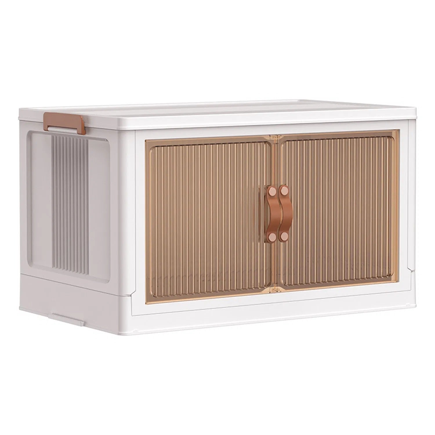 BEEZORT-CJ 3Pcs Foldable Storage Bins With Lid Front Magnetic Door Collapsible Stackable Closet Organizer Containers