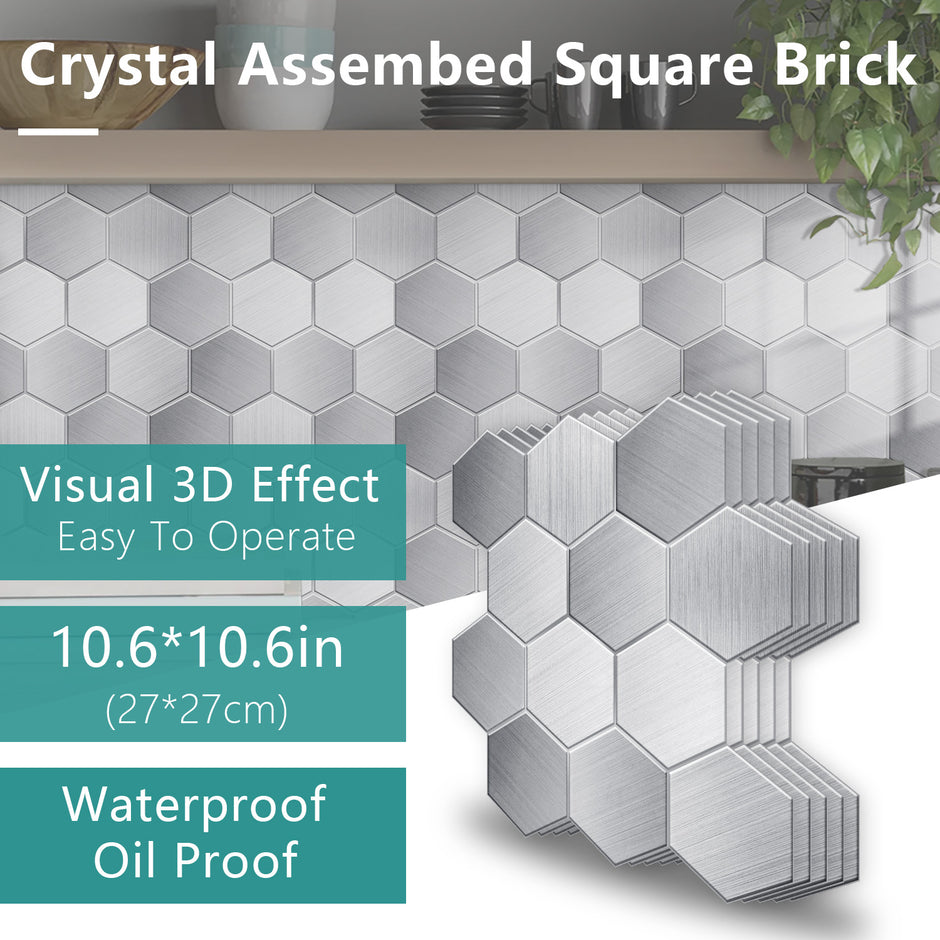 Hexagon Stick Kitchen Backsplash Tiles, Mosaic Tile Stickers Pvc Peel And Stick Backsplash Self Adhesive Decor For Kitchen Backsplash