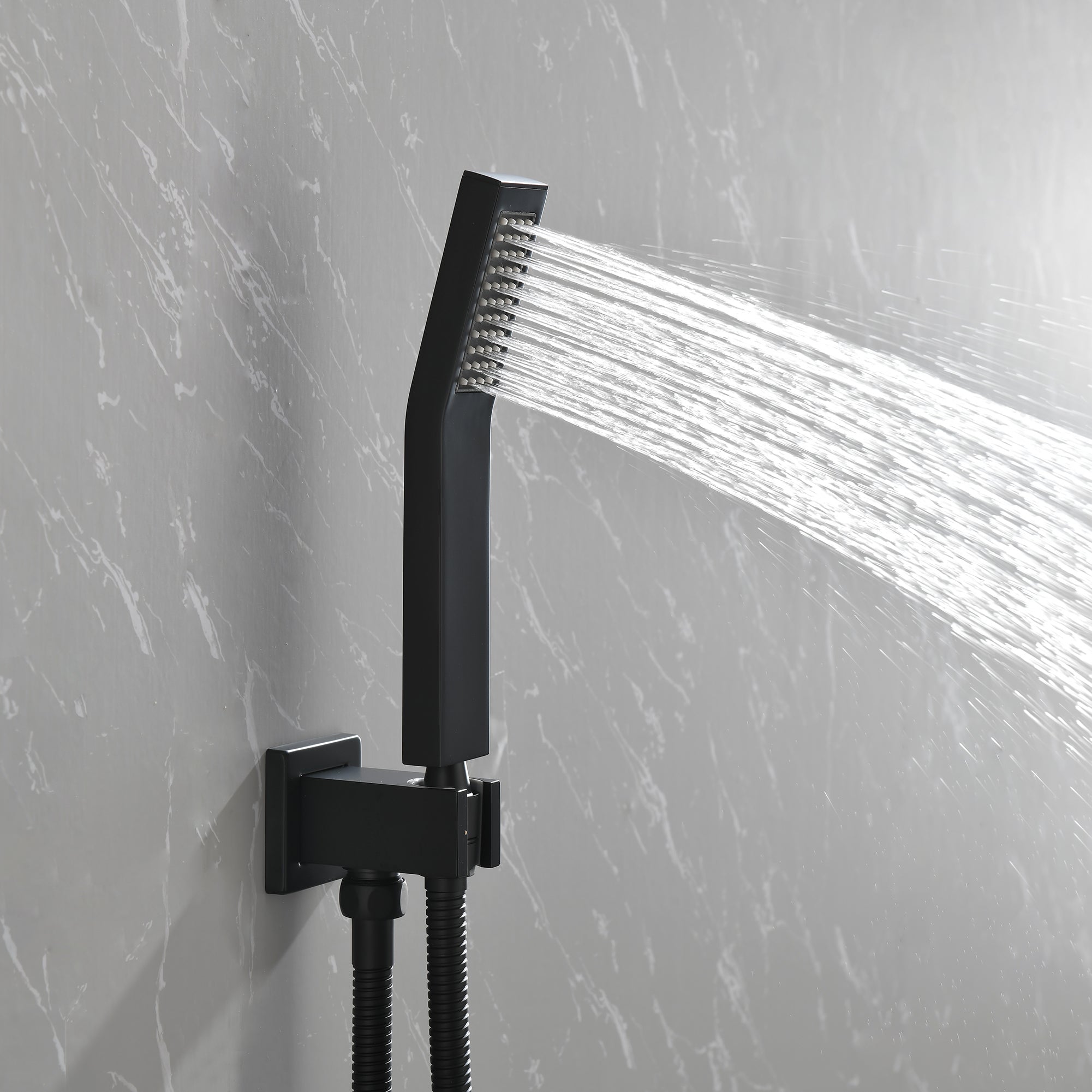Brass Matte Black Shower Faucet With Shower System,10 Inch Shower Head And Handheld Spray Bathroom Combination