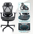 Mesh Office Chair,Ergonomic Office Chairs With Wheels,Adjustable Lumbar Support,Armrest,Headrest-Tilt High Back Desk Chair With Mute Wheel For Office, Home, Gaming
