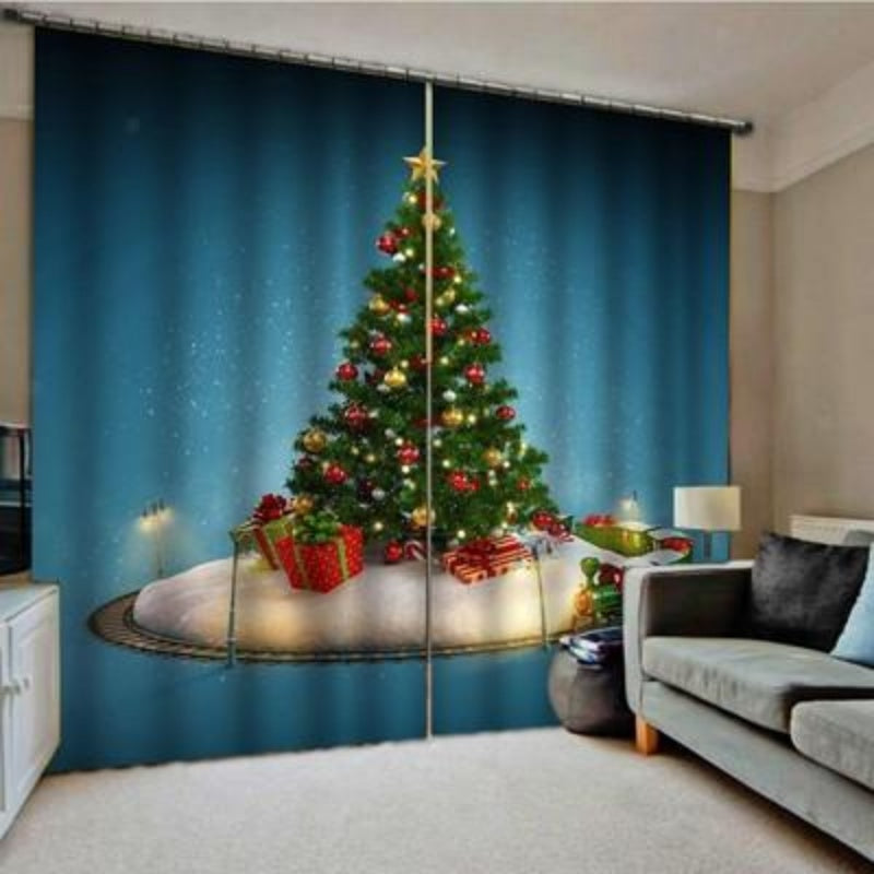 Christmas Pattern Home Decoration Living Room Bedroom Window Curtains