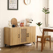 Natural Rattan Mesh Three-door Cabinet - Large Storage Space, Kitchen Storage Cabinets