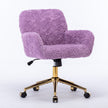 A&A Furniture Office Chair,Artificial Rabbit Hair Home Office Chair With Golden Metal Base,Adjustable Desk Chair Swivel Office Chair,Vanity Chair Violet