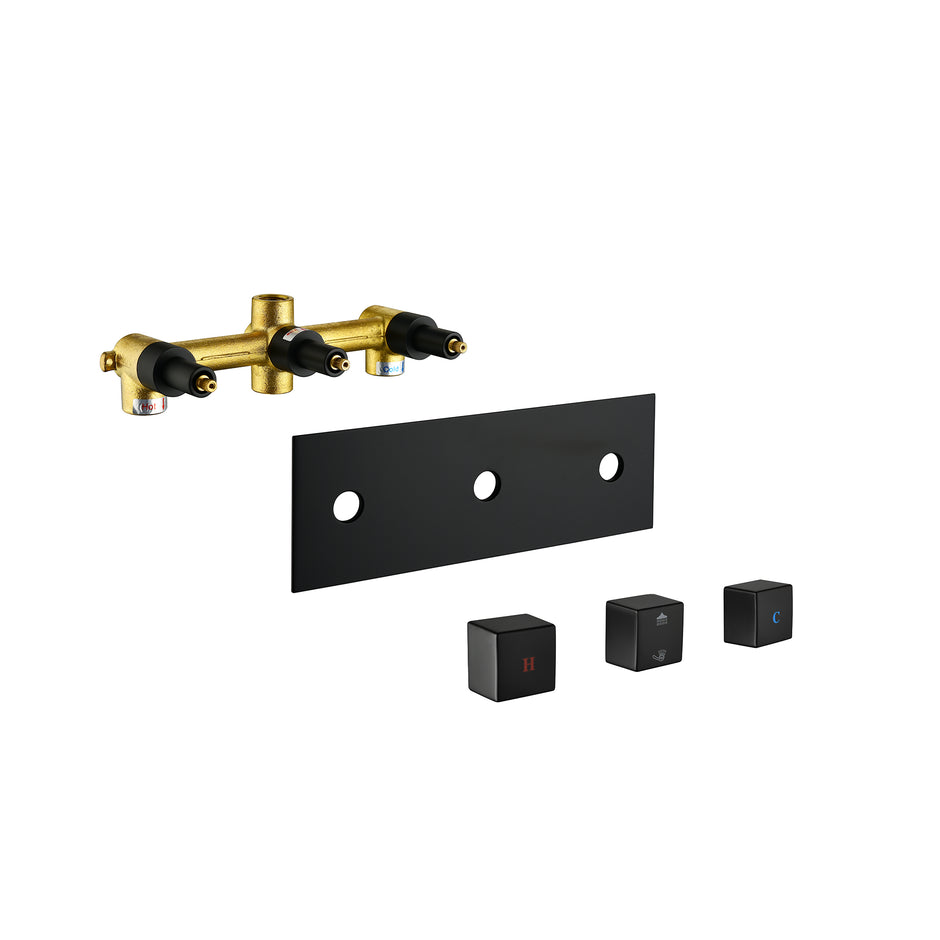 Brass Matte Black Shower Faucet With Shower System,10 Inch Shower Head And Handheld Spray Bathroom Combination