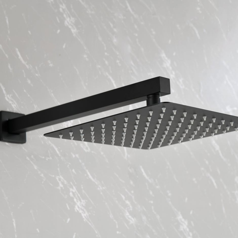 Brass Matte Black Shower Faucet With Shower System,10 Inch Shower Head And Handheld Spray Bathroom Combination